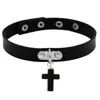 Chokers czarne gotyckie naszyjniki choker kobiety dziewczyny nit rivet skórzany naszyjnik rock kpop punkowy kołnierze szyi fajne colchokers godl22