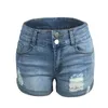 Cotton Sexy Hole Button Women's Jean Shorts Summer Solid High midje Streetwear Ladies Skinny Fashion Ripped Denim Short 220509