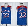 XflspKansas Jayhawks Joel Embiid Basketball Jersey Bleu Blanc Josh Jackson 13 Wilt Chamberlain 22 Andrew Wiggin Ncaa KU College Jerseys Pas Cher