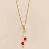 Classic Design Double Heart Pendant Halsband Guldpläterad Rostfritt Stål Choker Halsband Smycken För Kvinnor