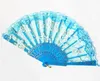 Kant Dance Fan Show Craft Folding Party Gunst Fans Rose Flower Design Plastic Frame Zijde Hand Ventilator BBB14986