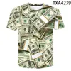 T-shirts pour hommes Dollar Money Summer Top Gothique 3d Imprimé Casual Manches courtes Vêtements pour hommes T-shirt Mode Femmes Enfants Tee ShirtsMen