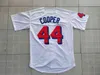 XFLSP Joe Coop Cooper＃44 Baseketballビール映画ジャージーボタンダウンホワイト野球ジャージ高品質ヴィンテージ