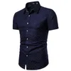M-5XL DOT-BRITE İş Gündelik Gömlek Yaz Kısa Kollu Düzenli Büyük Boyut Giysiler Erkek Ofis Düğmesi U Yukarı Blouses G220511