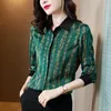 Klasik Çizgili Saten Kadın Gömlek Tasarımcı Bluz Uzun Kollu Yokcu Düğmesi Up Gömlek Zarif ve Gençlik Baskı 2023 Bahar Sonbahar Ofisi Leydi İpek Üstler ve Bluzlar