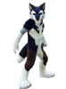 Costume da mascotte Husky Fox all-in-one di pelliccia media e lunga che cammina vestito di Halloween Party di ruolo Puntelli di cartone animato Fursuit # 049