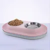 Rostfritt stål husdjur Dog Double Bowls Food Water Plate Basin Puppy Splash Proof Design Feed Bowl Supplies Y200917