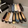 ballerine di design Scarpe classiche Abito da sposa da donna Panno di tweed Due colori Splice Bow Round Fashion summer party Sandali da donna