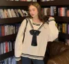 Vintage Sweters for Women 2022 Zimowe ubrania Kobieta Preppy Knit Pullovers Oważne topy Korean Sweter z kołnierzem żeglarzy