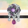 Fit Charms 925 Armband Bead Original Box Fashion Purple Flowers Love Leaves Zircon European Charm smycken5275968