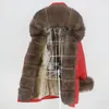Fourrure féminine fausse étanche longue parka veste hiver
