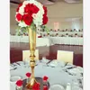 装飾8 12 14PCS 75CMTALL花のセンターピース花瓶の金メタルシルバーホワイトトランペットVASE結婚記念日パーティーテーブル装飾IMAKE371