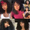 Spiral Curl / Afro Kinky Curly Short Cut Bob Wigs With Bangs Brazilian Raw Hair Wigs For Women Glueless Full Machine Made Cheap Wig 180% Density Queen Hair Products