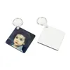 Sublimation blanc carré porte-clés pendentif Double face transfert de chaleur personnalité porte-clés MDF porte-clés bricolage cadeau