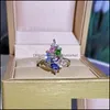 Pierścionki ślubne biżuteria luksus żeńska woda kropla cyrkon urok Sier Kolor dla kobiet Dainty Rainbow Crystal Kamień zaręczynowy 2021