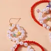 Boucles d'oreilles créoles en perles multicolores pour femmes, bijoux à la mode, perles acryliques transparentes colorées, longues pendantes