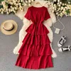 Teeuiear Vintage Boho ruffles Summer long cake Dress Women Party abito da ballo vestido de festa elegante tunica abito da vacanza al mare Y220413