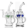 Nouveau design verre bong Hookahs dab rig avec perc coloré en ligne double fonction pipe à eau shisha 14mm joint bongs pour fumer 9 "de hauteur