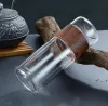 Bottiglie di acqua per tè in vetro da 300 ml da 10 once Tazza resistente al calore Tazza per acque di vetro a doppia parete con filtro per infusore per tè