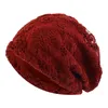 New lace Women's Skullies Beanie Hats Hollow Turban Hats Spring Autumn Windproof Warm Black Cap Headscarf Bonnet Femme Gorro
