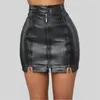 Faux PU couro sexy mini saia plus size alta cintura zíper costurando preto apertado meninas bsq031 220401