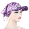 Visors Unisex Cotton Sun Hat Hedging Cap Headpiece Printed Bandana With Brim Hooded Scarf Western Headscarf Baseball Outdoor HatVisors