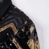 Bar Male Singer Black Gold Sequins Suit Jacket Slim Fit One Button Shawl Lapel Singer Party Show Concert Glänsande Blazer Host Casual Tuxedo Nightclub Kostym