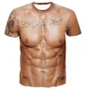 Muscle Body 3D Print Tshirt Men Summer T Shirt Clothing Fashion Street Tees köttmönster överdimensionerad manlig kort ärm trendig 220617