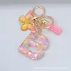 2022 DHL Decompression Toy New love sequins English key chain Butterfly tassel pendant 26 letters crystal glue