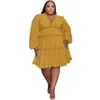 Plus Size Dresses For Women 2022 Autumn Long Sleeve Sexy V Neck Loose Party Elegant Female Large Clothing 4XL 5XLPlus