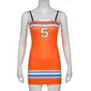 Femmes d'été impression numérique robes licou sans bretelles sexy épaule femmes basket-ball sans manches jupe une pièce robe de style jersey mince