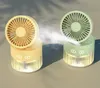 Fuktning Elektriska fläktar USB Desktop Noiseless Spray 3000 MAh Student Dormitory Office Desktop Fan With Night Light