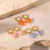 Dangle lustre goutte boucle d'oreille pour femmes pendentif couleur Style en acier inoxydable boucles d'oreilles rose clair/bleu fille bijoux cadeauDangle Farl22