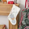 UPS 10x18 pollici Calza di Natale Bianco come la neve Accogliente pelliccia sintetica Camino di Natale Calza appesa decorativa per decorazioni per feste in famiglia fai da te