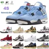 Top-Qualität og Jump University Blue Jumpman 4 4s Herren-Basketballschuhe Weiß Oreo Metallic Lila Schwarz Cat Bred Shimmer Cactus Jack Herren