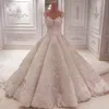 Luxury Appliques Lace Sequin Pleated Wedding Ball Gowns Custom Made 2022 Saudiarabien Bridal Formell Maxi Gown Romantic Bes121