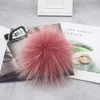 Lyxigt varumärke 15 cm Real Fur Ball Pom Poms Pompom Högkvalitativ Keychain Key Chain Metal Ring Pendant för kvinnor F281 220411