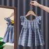 Bear Leader-vestido bordado de flores para niñas, vestidos de princesa de manga voladora Retro de verano, ropa informal para niños, moda 1021 E3