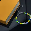 Europe America Fashion Sunrise Necklace Bracelet Men Silvercolour Metal Engraved V Letter Multicoloured Resin Hardware Beads Jewe3882989