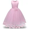 Summer Kids Dresses For Girls Lace Sleeveless Flower Baby Birthday Party Wedding Princess 4-10 Years 220426