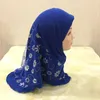 Roupas étnicas h083a venda preta pequena garota impressa al amira hijab fit 2-7 anos de idade puxam em lenço islâmico lenço de cabeçafethnic
