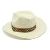 Damskie słomki kowbojski kapelusz kształt miękki czapkę słoneczną szeroką birm fedora panama czapka na plażę