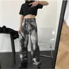 DEAT nouveau printemps mode femmes vêtements taille haute imprimé vintage hip hop pleine longueur denim pantalon femme jeans WL01802M 201109