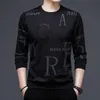 BROWON Sprign Autumn Black T Shirt Long Sleeve Oneck Collar Fashion Trend Letter Print Slim Tshirt for Men Street Wear 220805