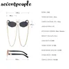 Мода маленькие нерегулярные солнцезащитные очки женщин роскошный бренд дизайн модный алмазные солнцезащитные очки для женщин с металлическими очки цепи W220422