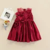 Girl's Dresses Rose Flower Princess Dress For Girls 6-24M Baby Summer Evening Bridesmaid Wedding TuTu Year 2022Girl's