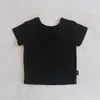 T-shirts 4 5 6 7 Y Bébé filles à manches courtes T-shirts 2022 Été enfants Coton Coton Tops de nœud arc mignon