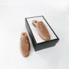 Designer dames halve pantoffels Muilezels Slipper Damessandalen Loafers Echt lederen sandaal half slepen Princetown schoenen voor mannen vrouw dia's schuifregelaar