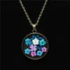 Pendant Necklaces Women Fashion Creative Resin Necklace Handmade Round True Dry Flower Clear Jewelry Gift WholesalePendant