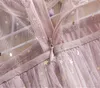 ファッションの女の赤ちゃんドレス夏のガーゼのネットドレススターフォールドガールプリンセスドレスセブレス袖の子供服子供服